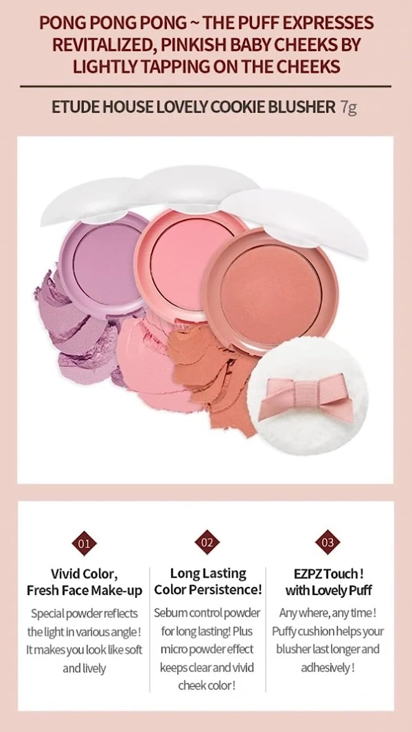ETUDE HOUSE Lovely Cookie Blusher - OR201 Apricot Peach Mousse Health & Beauty oceanbuy.ca markham toronto free ship USA asian korean skincare