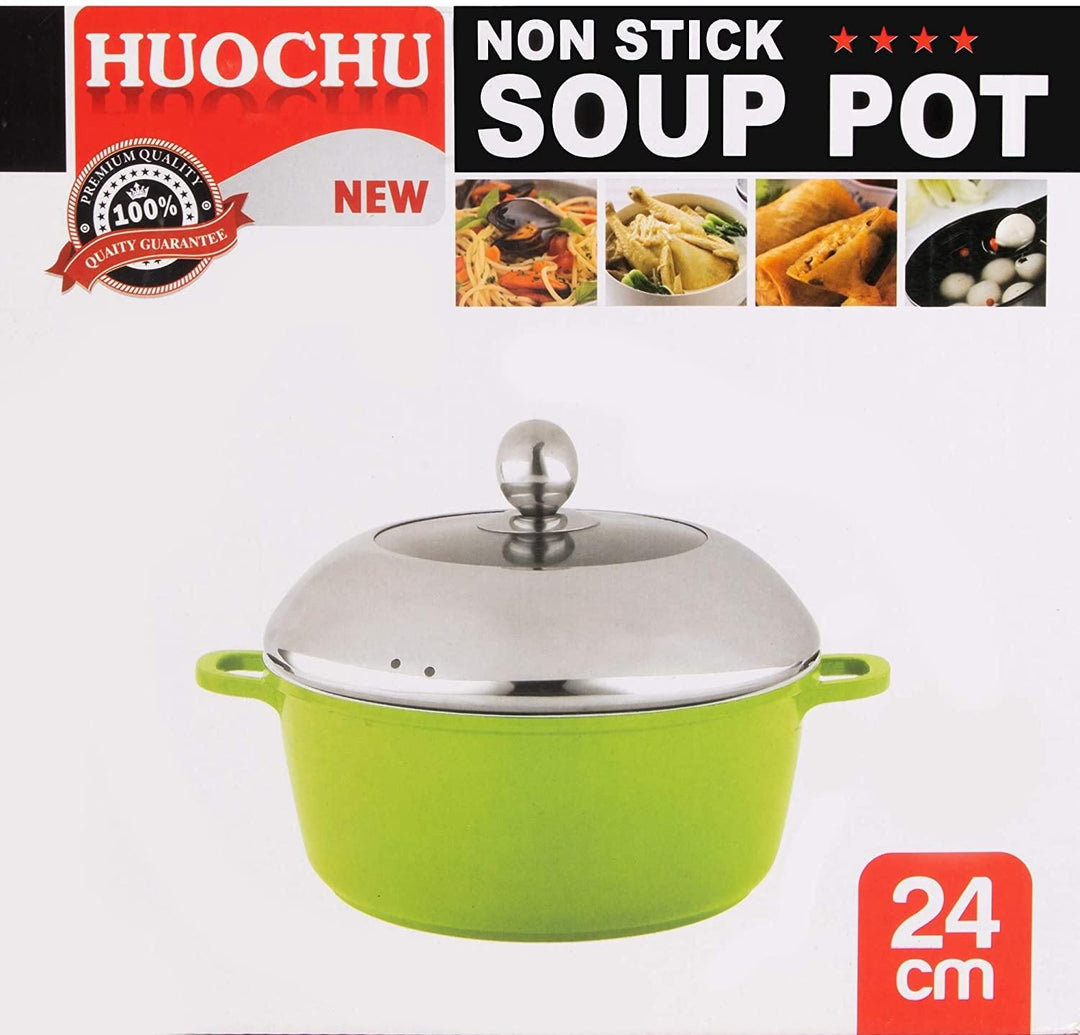 HUOCHU Nonstick Soup Pot Die-Casting Aluminum Dishwasher Safe Die Cast Aluminum Cookware 28cm