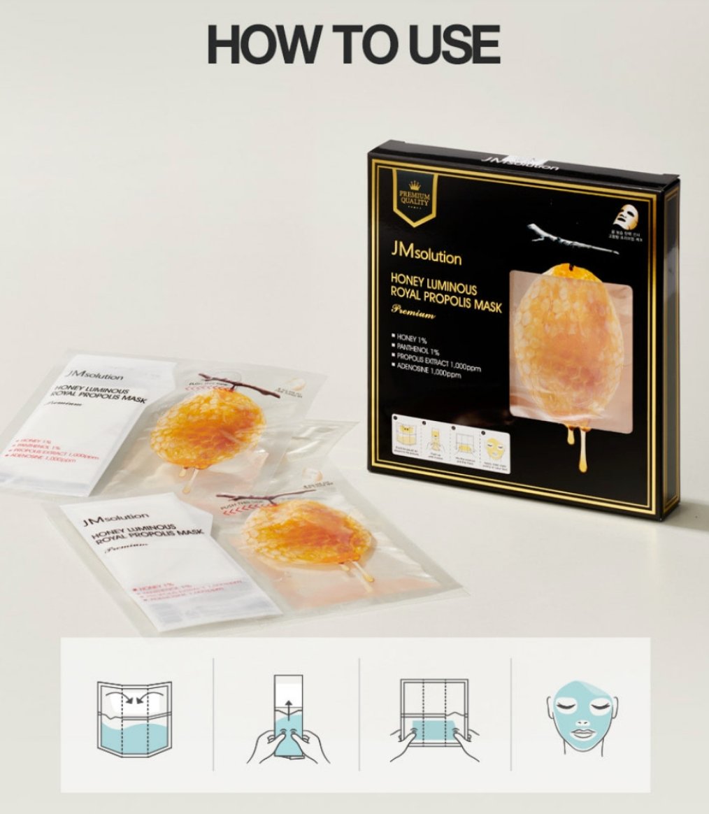 JM SOLUTION Honey Luminous Royal Propolis Mask Premium 5Pcs