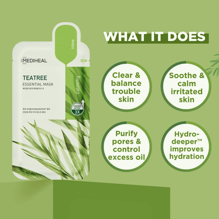 MEDIHEAL Teatree Care Solution Essential Mask 10Pcs - NEW PACKAGE