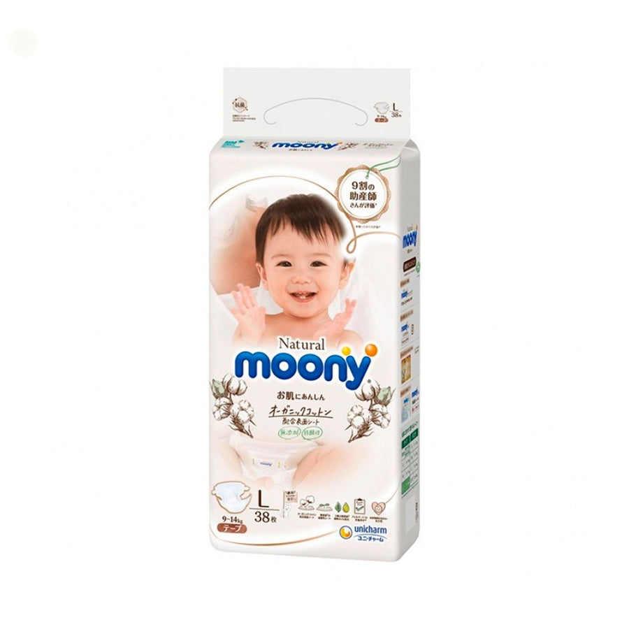MOONY Natural Diaper With Tape - Size L (9-14KG) 38PcsBaby & Toddler