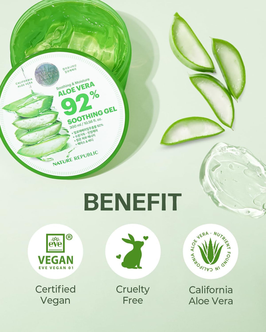 NATURE REPUBLIC Aloe Vera 92-Percent Soothing Gel 300ml (NEW PACKAGE)Health & Beauty