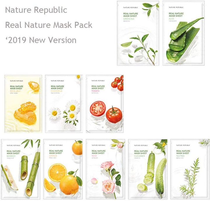 NATURE REPUBLIC Real Nature Mask Sheet - 14 Types to Choose (BUY 2 GET 1 FREE)