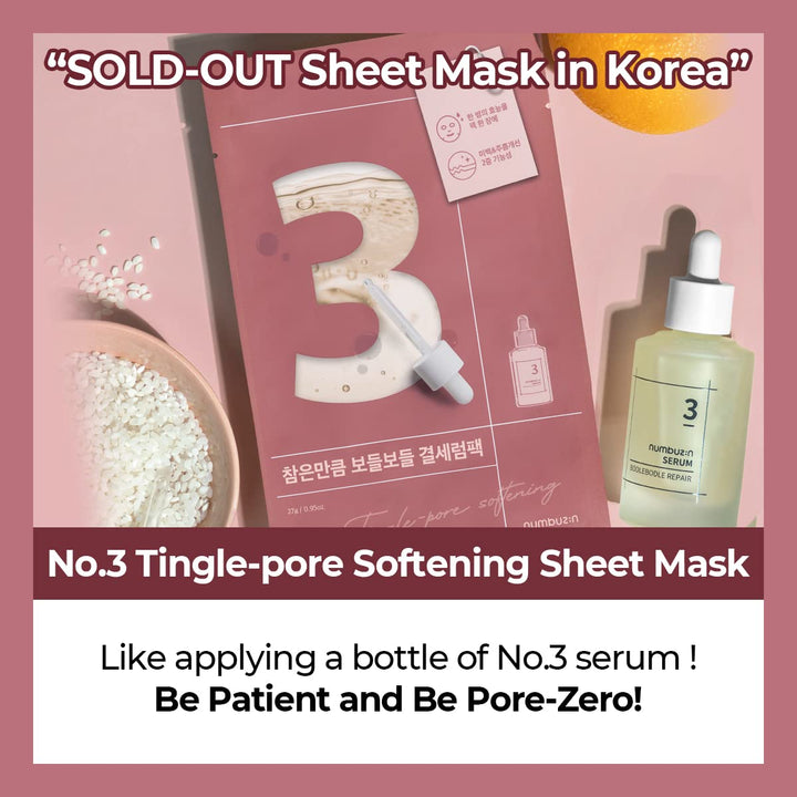 NUMBUZIN No.3 Tingle-Pore Softening Sheet Mask 4Pcs/Box