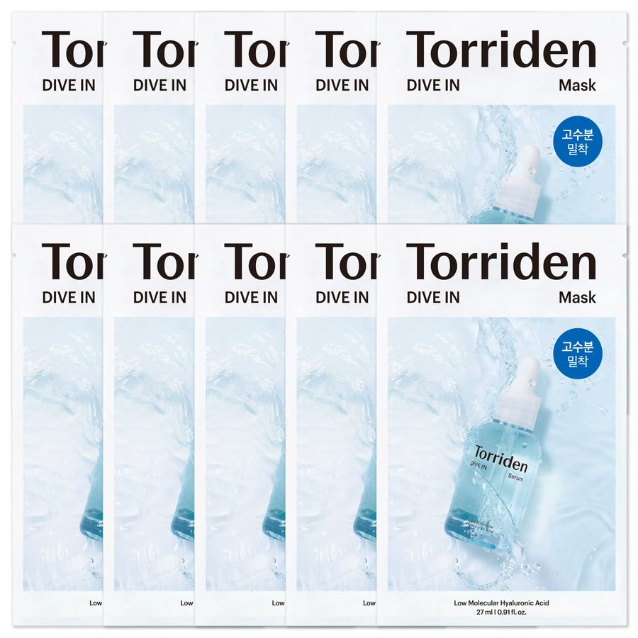 Torriden DIVE-IN Low-Molecular Hyaluronic Acid Facial Sheet Masks 10EA