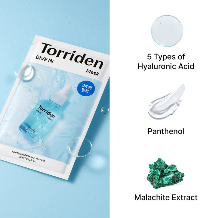 Torriden DIVE-IN Low-Molecular Hyaluronic Acid Masks 10EA