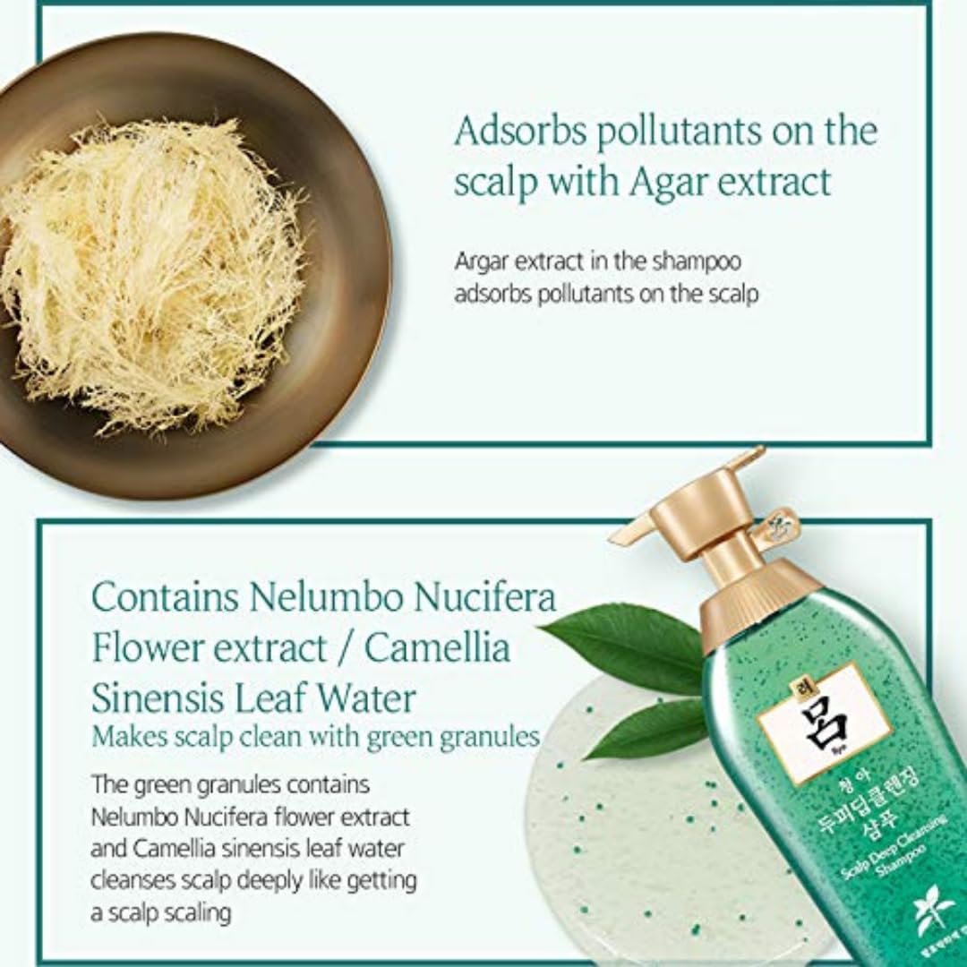 RYO Green Scalp Deep Cleansing Hair Care Set 550ML X2 & Free HAPPY BATH Grapefruit Essence Body Wash 200g