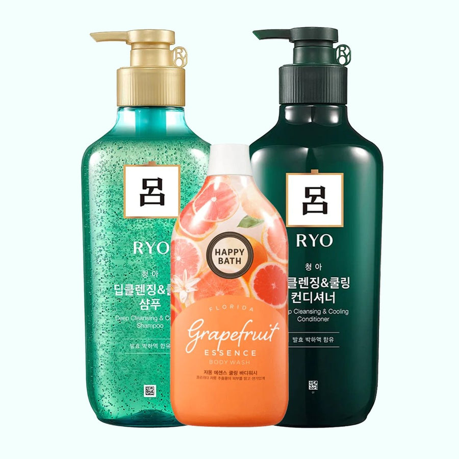 RYO Green Scalp Deep Cleansing Hair Care Set & HAPPY BATH Grapefruit Essence Body WashHealth & Beauty628451495314