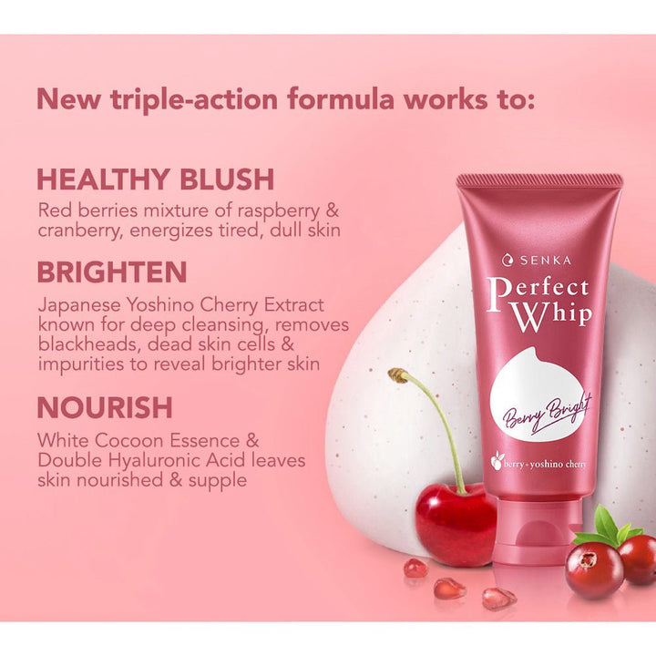 SENKA Perfect Whip Facial Wash Berry Bright 100g