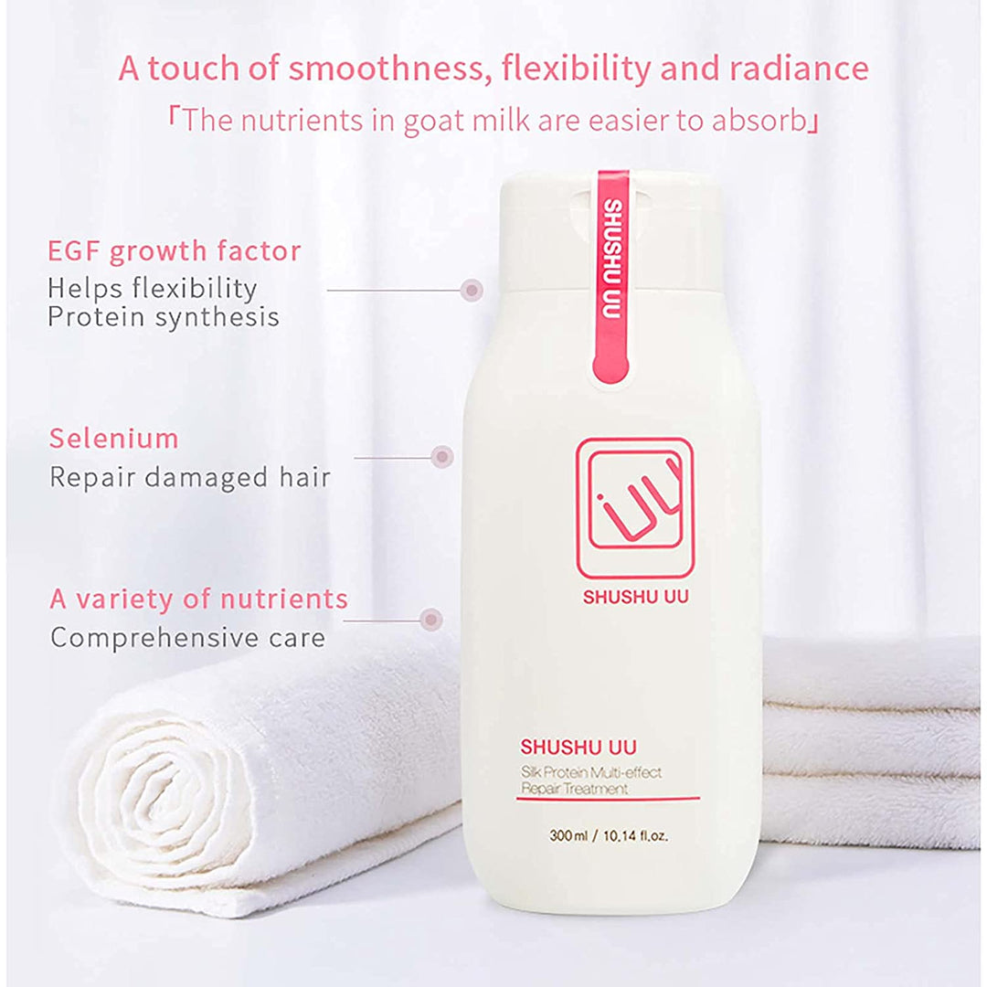 SHUSHU UU Goat Milk Silk Protein Multi-Effect Hair Repair Treatment 300ml