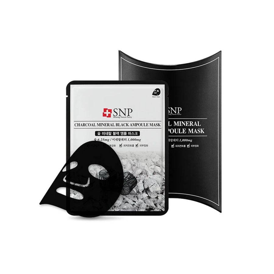 SNP Charcoal Mineral Black Ampoule Mask 10 pcs