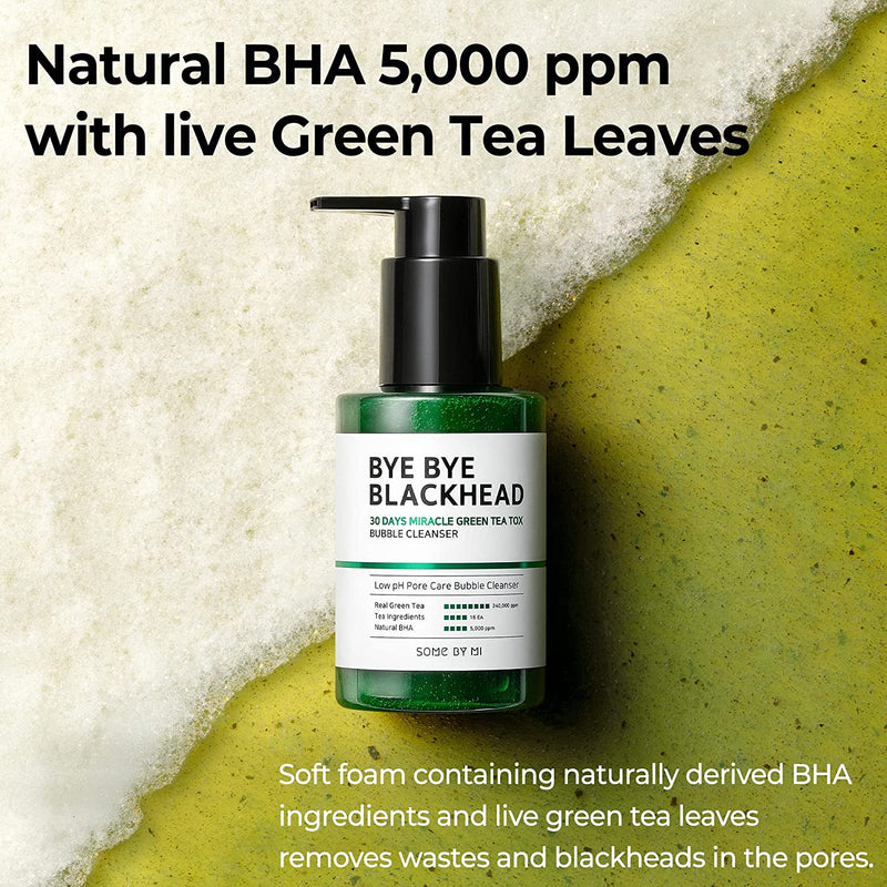 SOME BY MI AHA.BHA.PHA Bye Bye Blackhead 30 Days Miracle Green Tea Tox Bubble Cleanser 120g - OCEANBUY.ca
