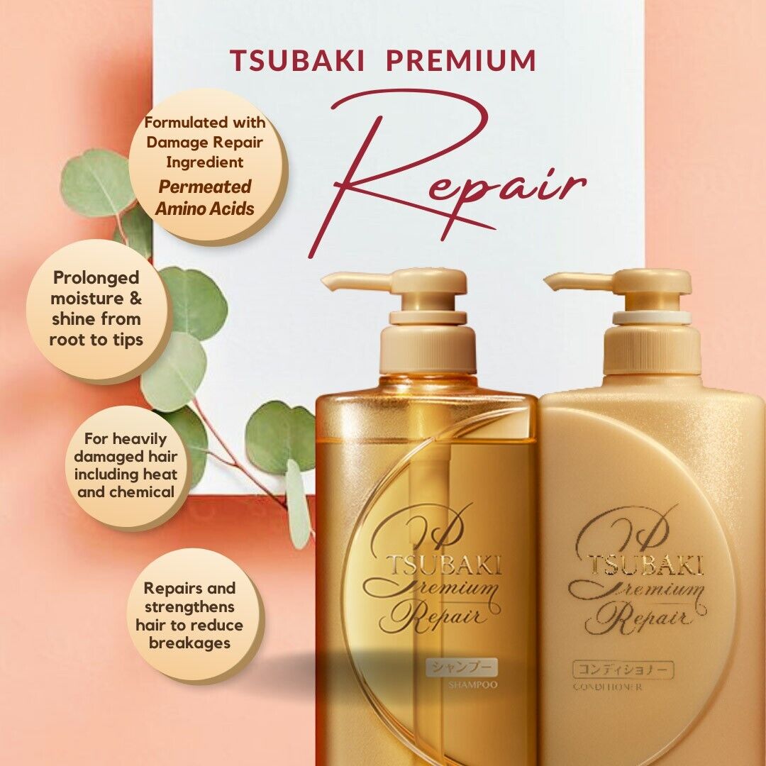 SHISEIDO TSUBAKI Premium Volume Repair Hair Shampoo and Conditioner Set 490ml*2 Health & Beauty oceanbuy.ca markham toronto free ship USA asian korean skincare