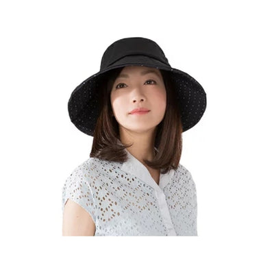 UV CUT Foldable Sun Protection Bucket Hat Double-sided Wearable - BlackXPolka Dots - OCEANBUY.ca